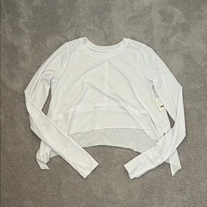 NWT Free People Movement White Long Sleeve Cropped Top Size Xsmall